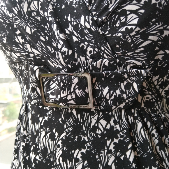 Knit print fitted belted midi dress office, evening, stretch - Picture 4 of 4